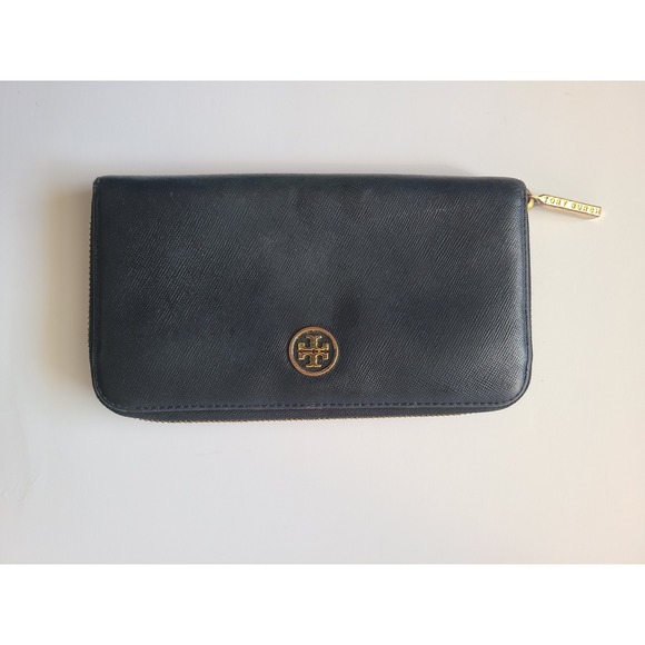 Tory Burch Handbags - Tory‎ Burch Carson Continental Full Zip Around Wallet Black Leather Quiet Luxury
